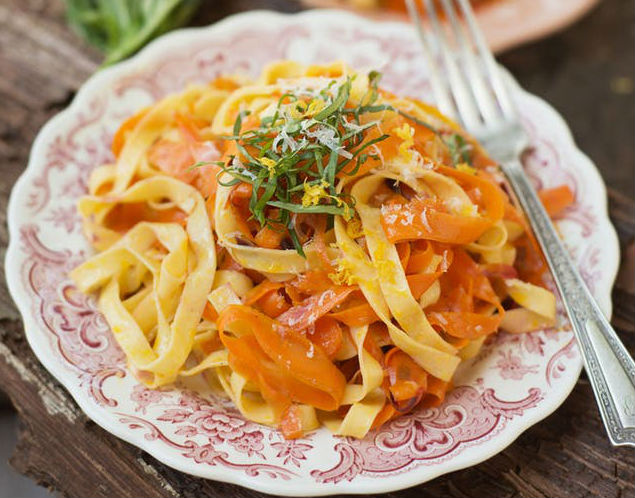 Carrot Ribbon Fettuccine With Lemon, Basil and Parmesan