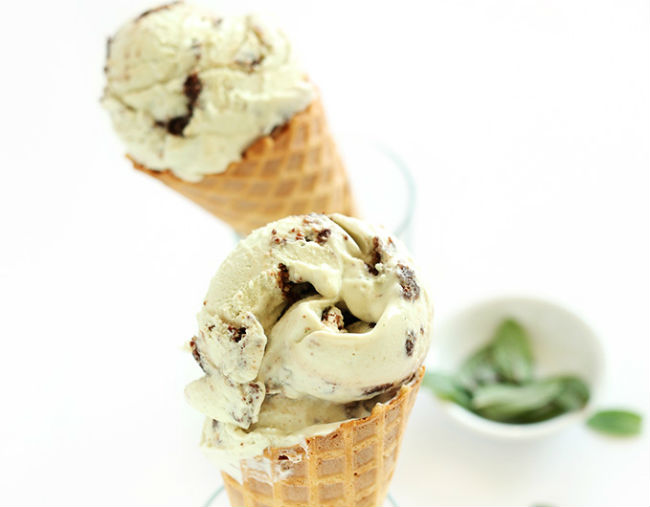 Creamy Vegan Mint Brownie Ice Cream