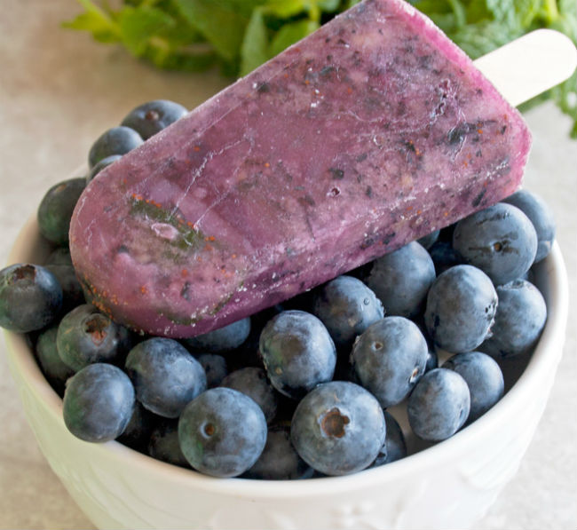 Blueberry Mint Coconut Water Paleo Popsicles